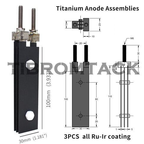 Titanium Electrodes MMO Ru-Ir Anode Plates Salt Chlorine Generator, 3 Titanium Anode Plates with Ruthenium-Iridium Coating for Swimming Pool Cleaning and Fruit Vegetable Machine in Kuwait
