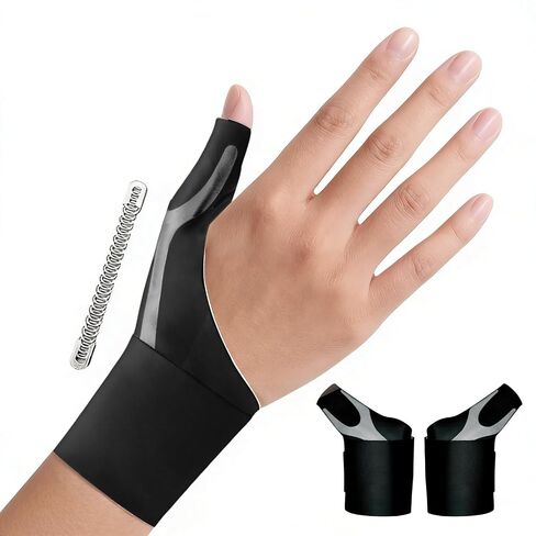 Thumb Wrist Brace 1 Pair for Arthritis Pain Relief, Thumb Spica Splint for Carpal Tunnel, De Quervain’s Tenosynovitis & Tendinitis and TFCC, Lightweight Copper Compression Stabilizer Support for Men Women Left Right Hand（M, Black） in Kuwait