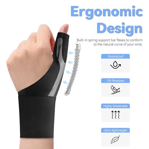 Thumb Wrist Brace 1 Pair for Arthritis Pain Relief, Thumb Spica Splint for Carpal Tunnel, De Quervain’s Tenosynovitis & Tendinitis and TFCC, Lightweight Copper Compression Stabilizer Support for Men Women Left Right Hand（M, Black） in Kuwait