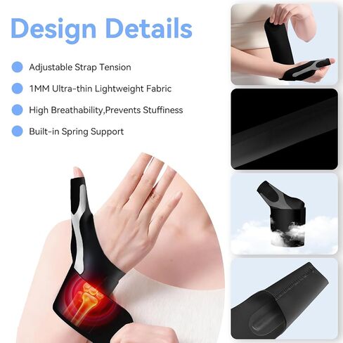 Thumb Wrist Brace 1 Pair for Arthritis Pain Relief, Thumb Spica Splint for Carpal Tunnel, De Quervain’s Tenosynovitis & Tendinitis and TFCC, Lightweight Copper Compression Stabilizer Support for Men Women Left Right Hand（M, Black） in Kuwait