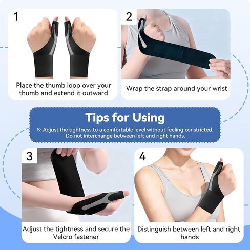 Thumb Wrist Brace 1 Pair for Arthritis Pain Relief, Thumb Spica Splint for Carpal Tunnel, De Quervain’s Tenosynovitis & Tendinitis and TFCC, Lightweight Copper Compression Stabilizer Support for Men Women Left Right Hand（M, Black） in Kuwait