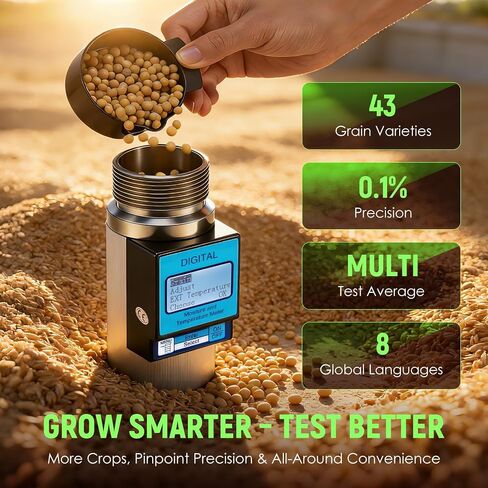 جهاز اختبار رطوبة الحبوب 43 في 1 من Antstone ± 0.5% دقة عالية للذرة والقمح والقهوة مقياس رطوبة محمول من نوع الكوب مع تعويض درجة الحرارة للمزارعين ومعالجي الأغذية والتجار in Kuwait