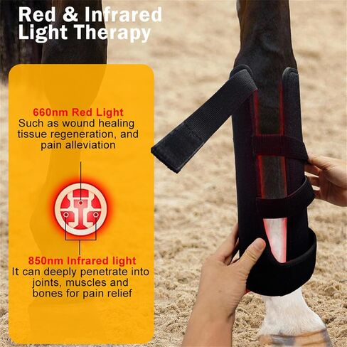 Red Light Therapy Wrap for Horse Legs, Wearable 660nm＆850nm Infrared Light Therapy Horses Boot, for Equine Muscle Recovery Right Leg in Kuwait