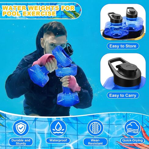 Arrowbash 4 Pcs Water Weights for Pool Exercise Aquatic Exercise Dumbbells with Non Slip Handle Water Dumbbells Set Adjustable Fitness Aerobics Equipment for Arm Toning Aqua Therapy Weight Loss in Kuwait