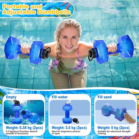 Arrowbash 4 Pcs Water Weights for Pool Exercise Aquatic Exercise Dumbbells with Non Slip Handle Water Dumbbells Set Adjustable Fitness Aerobics Equipment for Arm Toning Aqua Therapy Weight Loss in Kuwait