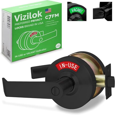 VIZILOK Commercial Door Lock for Bathroom Privacy, Heavy-Duty Indicator Lock in Satin Chrome, ANSi Grade2, Perfect for Restaurants, Medical Offices, Airbnb, Dorms, Gyms, Fitting Rooms in Kuwait