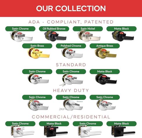 VIZILOK Commercial Door Lock for Bathroom Privacy, Heavy-Duty Indicator Lock in Satin Chrome, ANSi Grade2, Perfect for Restaurants, Medical Offices, Airbnb, Dorms, Gyms, Fitting Rooms in Kuwait