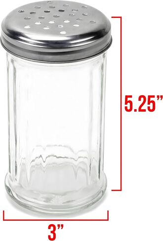 طقم مكون من قطعتين من موزع التوابل والجبن الزجاجي سعة 12 أونصة، برطمانات توابل على الطراز القديم مع أسطح من الفولاذ المقاوم للصدأ، جبنة بارميزان متعددة الأغراض، ملح، فلفل، سكر وهزازات توابل in Kuwait