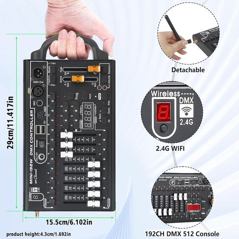 جهاز التحكم في إضاءة المسرح DMX512، وحدة تحكم احترافية ذات 192 قناة لحفلة DJ KTV، نظام التحكم اللاسلكي في الإضاءة in Kuwait