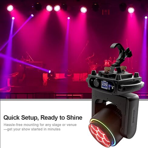 SHEHDS JMS WEBB 7x40W LED Moving Head Light, Motorized Zoom 5.8°-31.4°, RGBW Color Mixing, 7-Pixel Independent Control, DMX512 for Stage Wedding Concert - Upgrade in Kuwait