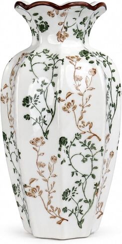 Blue and White Ceramic Vase with Handle – 7.28 Inch Vintage Crackle Glaze Pitcher Style Flower Vase, Chinoiserie Tuscan Decorative Jug for Shelf, Desk, Home Decor in Saudi Arabia