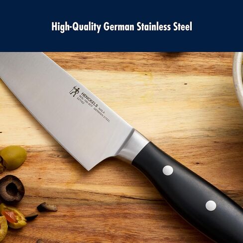 سكين الشيف الألماني HENCKELS x EMERIL Lagasse The Nola Collection Razor-Sharp German مقاس 6 بوصة، مصنوع في مصنع ألماني مملوك للشركة بتركيبة خاصة من الفولاذ مثالية لما يقرب من 300 عام، آمن للاستخدام في غسالة الأطباق in Kuwait