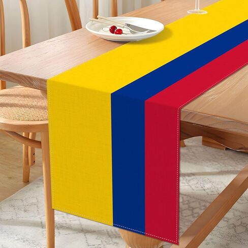 Vohado Colombia Flag Table Runner Colombian Party Decoration Pride Independence Day Patriotic World Cup Celebration Dining Room Home Kitchen Island Decor in Kuwait