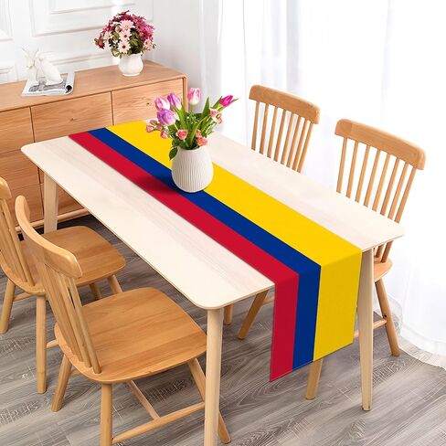 Vohado Colombia Flag Table Runner Colombian Party Decoration Pride Independence Day Patriotic World Cup Celebration Dining Room Home Kitchen Island Decor in Kuwait