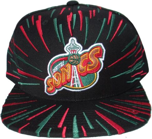 قبعة Mitchell & Ness Seattle Supersonics Sonics Nucleo Burst Snapback قابلة للتعديل - أسود in Kuwait