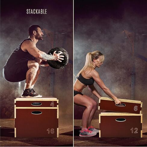 صندوق Plyo خشبي 3 في 1 من Yes4All، منصة صندوق بليومتري للتدريب على القفز، صناديق القفز للتمرين في صالة الألعاب الرياضية المنزلية والتمارين الخارجية in Kuwait