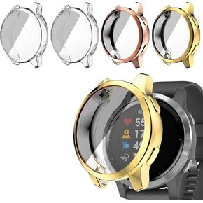 4 قطع لحافظة واقي الشاشة Garmin Vivoactive 4s/Venu 2s، غطاء ممتص للصدمات ناعم من مادة TPU تغطية كاملة ملحقات حماية in Kuwait