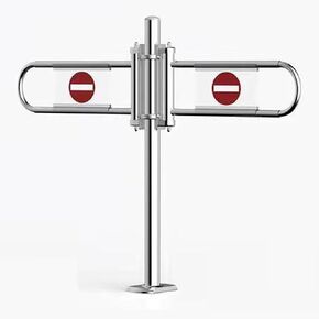 Manual Swing Gate for Entrance Control, Metal Construction with Automatic Closing Feature, Ideal for Supermarket and Warehouse Security in Kuwait