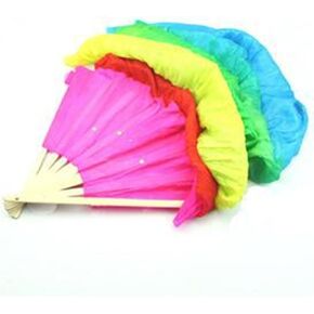 Belly Dance Fan Women Hand Made Simulation Silk Bamboo Long Veils Fans for Women Colorful Belly Dancing Fans Tools for Dancing in Saudi Arabia