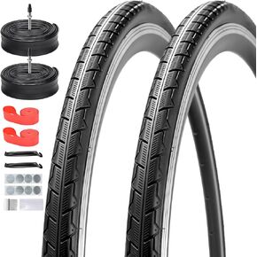 700x25C/28C/32C/35C/38C Foldable Road Bike Tires and Inner Tubes 2-Pack Presta Valve 48mm with Repair Kit, Rim Strip, Tire Levers for Road Bicycle in Saudi Arabia