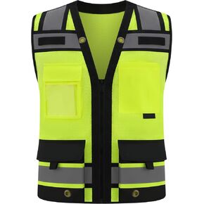 Class 2 High Visibility Reflective Safety Vests Women & Men With 15 Pockets And Zipper Front,Meets Ansi/Isea Standards in Kuwait