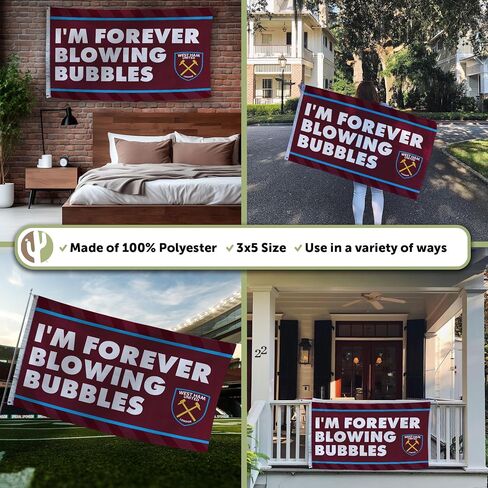 لافتة كرة القدم من Desert Cactus West Ham United Flag Hammer لكرة القدم 100% بوليستر للاستخدام الداخلي والخارجي مقاس 3 × 5 أقدام (علم J) in Kuwait