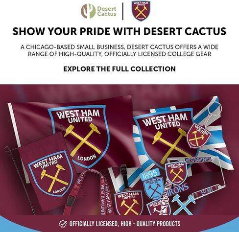لافتة كرة القدم من Desert Cactus West Ham United Flag Hammer لكرة القدم 100% بوليستر للاستخدام الداخلي والخارجي مقاس 3 × 5 أقدام (علم J) in Kuwait
