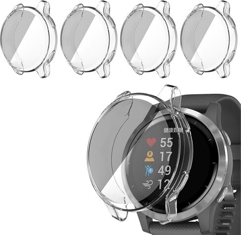 4 قطع لحافظة واقي الشاشة Garmin Vivoactive 4s/Venu 2s، غطاء ممتص للصدمات ناعم من مادة TPU تغطية كاملة ملحقات حماية in Kuwait