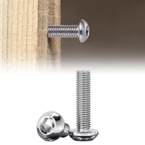 10-32 x 1 Button Head Socket Cap Bolts Screws, 304 Stainless Steel, Allen Hex Drive, Bright Finish, Fully Machine Thread 50PCS in Kuwait