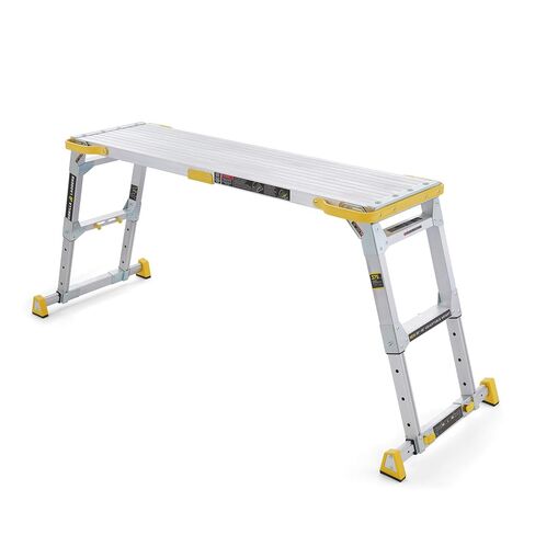 Gorilla Ladders 4.6 ft. x 2.5 ft. Aluminum Heavy-Duty PRO, 2 in. Slim-Fold Work Platform, 4-Adjustable Heights, 375 lbs. Load Capacity GLWP-55A-2 in Kuwait
