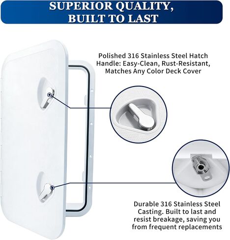 SHENGHUISS Hatch Deck Cover Lid,Marine Hatch with 316 Stainless Steel Handle Latch,Boat Deck Access Hatch & Lid with Non Slip Surface for John,Yacht,Sailboat,Bass in Kuwait