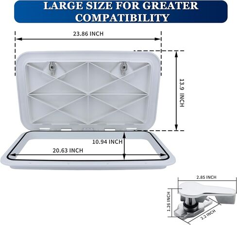 SHENGHUISS Hatch Deck Cover Lid,Marine Hatch with 316 Stainless Steel Handle Latch,Boat Deck Access Hatch & Lid with Non Slip Surface for John,Yacht,Sailboat,Bass in Kuwait
