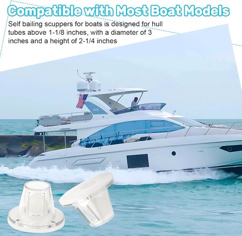 LJB Boat Scupper Drain Valve Self-Bailing Ball 2-Pack | One-Way Automatic Drain, Fits 3/4" to 1-1/2" Drain Holes in Kuwait