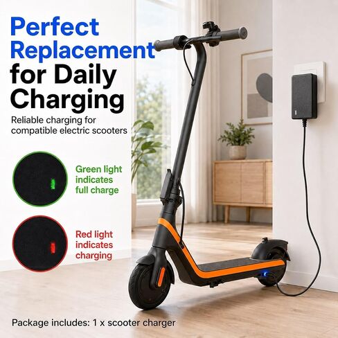 شاحن سكوتر 25.2 فولت لـ Ninebot، محول طاقة متوافق مع Segway Ninebot C2 / C2 Pro / E2 / E2 Plus/ZING C8 / C10 / C20 eKickScooter وGyroor H30 Scooter in Kuwait