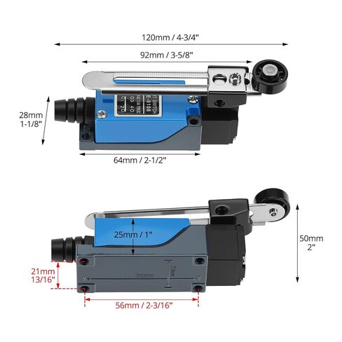 QWORK ME-8108 مفتاح حد لحظي لذراع رافعة دوارة قابل للتعديل، قطعتان جهاز توجيه مطحنة CNC NC-NO، مفتاح حد صغير للهيكل المعدني in Kuwait