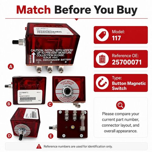 117 مفتاح مغناطيسي بزر ضغط لإيقاف تشغيل المحرك FW Murphy 25700071 | تناسب لوحات FW Murphy Swichgage؛ يستبدل المفتاح 117 25700071 للديزل البحري والمولدات وإيقاف تشغيل التقطيع. in Kuwait