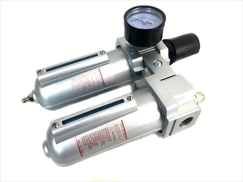 FRL726N 3/4" Compressed Air Moisture Filter Regulator Oiler Separator Lubricator Combo - for Compressed Air Treatment - Particulate Filter Regulator Lubricator - 140 CFM, 250 PSI Input, Manuel Drain in Kuwait