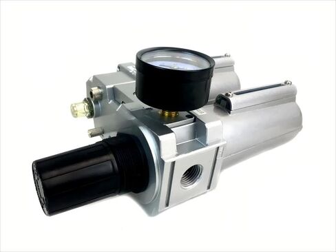 FRL726N 3/4" Compressed Air Moisture Filter Regulator Oiler Separator Lubricator Combo - for Compressed Air Treatment - Particulate Filter Regulator Lubricator - 140 CFM, 250 PSI Input, Manuel Drain in Kuwait