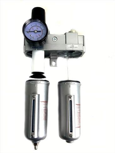 FRL726N 3/4" Compressed Air Moisture Filter Regulator Oiler Separator Lubricator Combo - for Compressed Air Treatment - Particulate Filter Regulator Lubricator - 140 CFM, 250 PSI Input, Manuel Drain in Kuwait