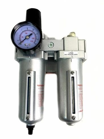 FRL724NA 1/2" Air Moisture Filter Regulator Oiler Separator Lubricator Combo Auto Drain- for Compressed Air Treatment- Particulate Filter Combo- 140 CFM Flow Rate 250 PSI Input, 175 PSI Output 5.1 oz in Kuwait