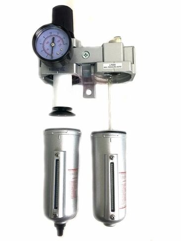 FRL724NA 1/2" Air Moisture Filter Regulator Oiler Separator Lubricator Combo Auto Drain- for Compressed Air Treatment- Particulate Filter Combo- 140 CFM Flow Rate 250 PSI Input, 175 PSI Output 5.1 oz in Kuwait