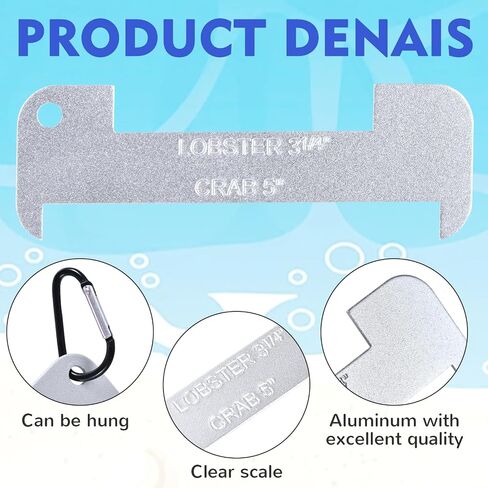 2 PCS Aluminum Lobster and Blue Crab Gauge, Lobster 3-1/4" and Crab 5" | Measuring Tool for California, Maine, MA, NH, RI, CT, MP, AL, FL, GA, MD, VA, NC, SC, LA, TX and Canada in Kuwait