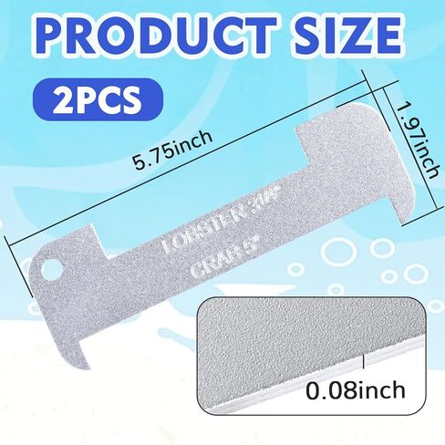 2 PCS Aluminum Lobster and Blue Crab Gauge, Lobster 3-1/4" and Crab 5" | Measuring Tool for California, Maine, MA, NH, RI, CT, MP, AL, FL, GA, MD, VA, NC, SC, LA, TX and Canada in Kuwait