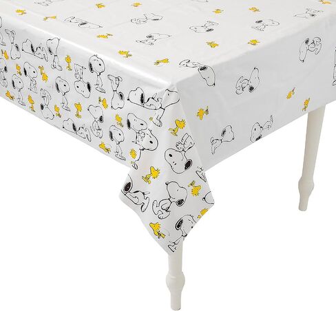 54" x 108" Peanuts Snoopy & Woodstock Rectangle Disposable Plastic Tablecloth in Kuwait