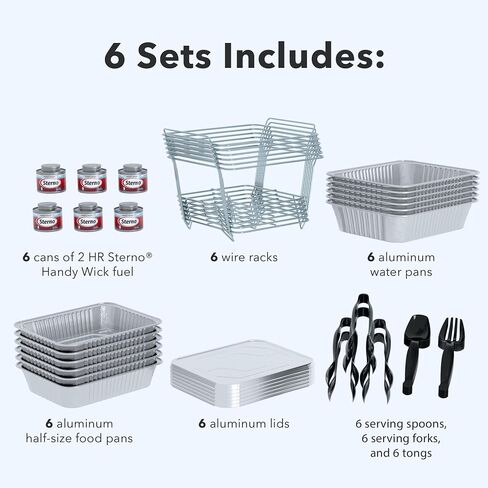 Sterno Disposable Half Size Chafing Dish Buffet Set with Fuel – 6 Pack Kit for Parties, Catering & Holidays in Kuwait