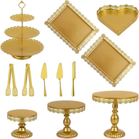 12 مجموعة من حامل الكعك الذهبي، وحامل كب كيك معدني ذهبي وقواعد الفقرة Postres de Mesa، وحوامل حلوى ذهبية أنيقة للحفلات وحفلات الزفاف، مجموعة عرض طاولة صحراوية سهلة التنظيف in Kuwait