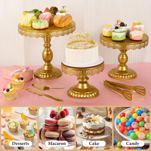 12 مجموعة من حامل الكعك الذهبي، وحامل كب كيك معدني ذهبي وقواعد الفقرة Postres de Mesa، وحوامل حلوى ذهبية أنيقة للحفلات وحفلات الزفاف، مجموعة عرض طاولة صحراوية سهلة التنظيف in Kuwait