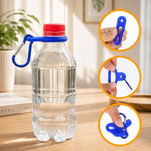 Hanging Bottle Buckle Clip 7 Pcs Portable Mineral Water Bottle Hook Keychain Hanging Bottles Buckles Clip with Key Ring Nylon Webbing Strap Clips for Hiking Camping Cycling Travel Outdoor Gear in Kuwait