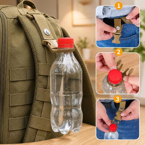 Hanging Bottle Buckle Clip 7 Pcs Portable Mineral Water Bottle Hook Keychain Hanging Bottles Buckles Clip with Key Ring Nylon Webbing Strap Clips for Hiking Camping Cycling Travel Outdoor Gear in Kuwait