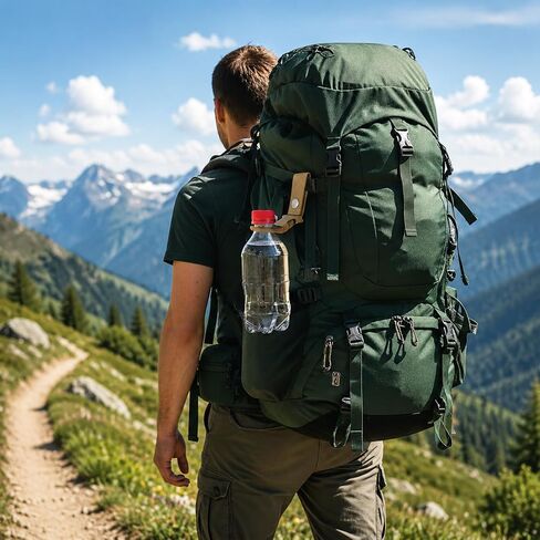 Hanging Bottle Buckle Clip 7 Pcs Portable Mineral Water Bottle Hook Keychain Hanging Bottles Buckles Clip with Key Ring Nylon Webbing Strap Clips for Hiking Camping Cycling Travel Outdoor Gear in Kuwait